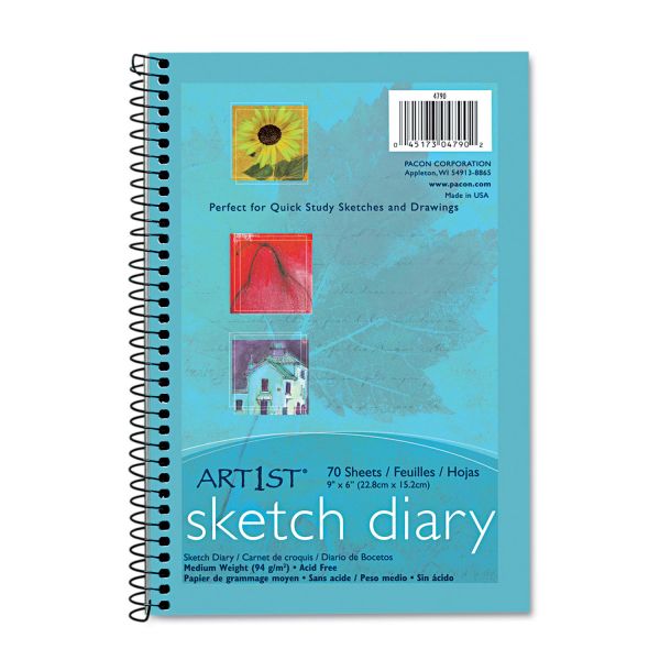 PAC4790 Pacon Art1st Sketch Diary, 9 x 6, White, 70 Sheets