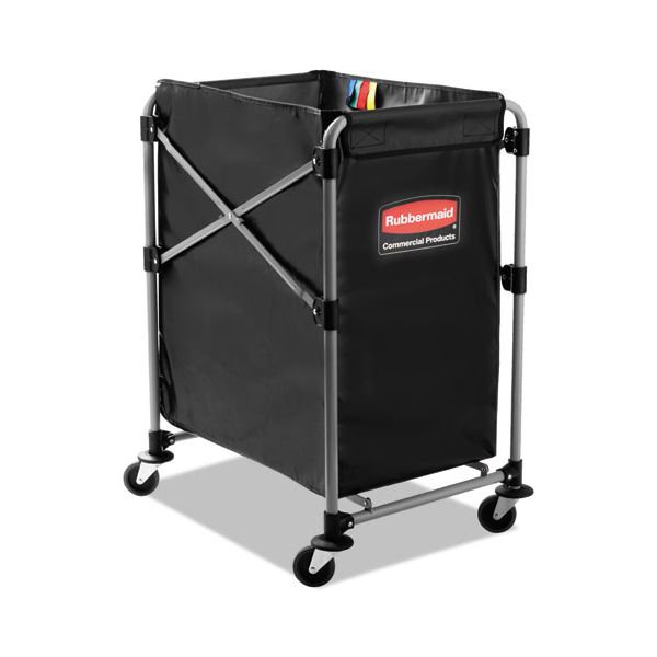 RCP1881749 Rubbermaid Commercial Collapsible X-Cart, Steel, Four Bushel Cart, 20 1/3w x 24 1/10d, Black/Silver