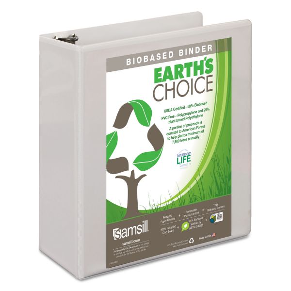 SAM16987 Samsill Earth's Choice Biobased 3-Ring View Binder, 3" Capacity, D-Ring, White