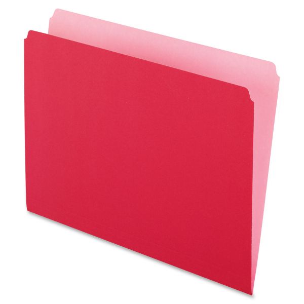 PFX152RED Pendaflex Colored File Folders, Straight Cut, Top Tab, Letter, Red/Light Red, 100/Box