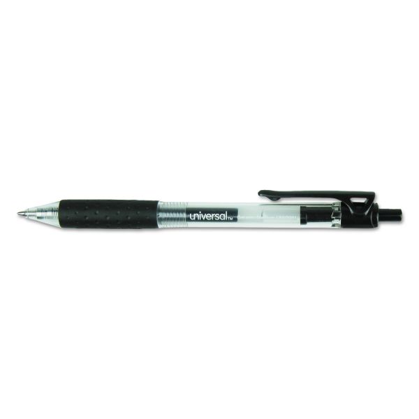 UNV39910 Comfort Grip Clear Retractable Gel Ink Roller Ball Pen, Black Ink, .7mm, 36/Pack
