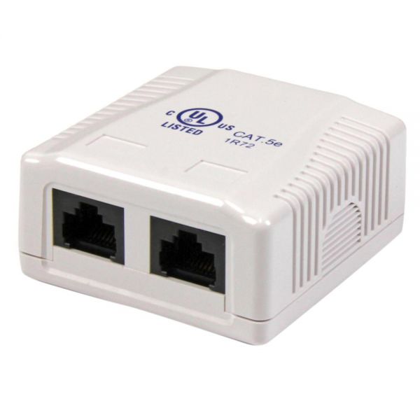 SYNX3084110 StarTech.com Dual Cat 5e RJ45 Wall Jack White with Keystone Jacks