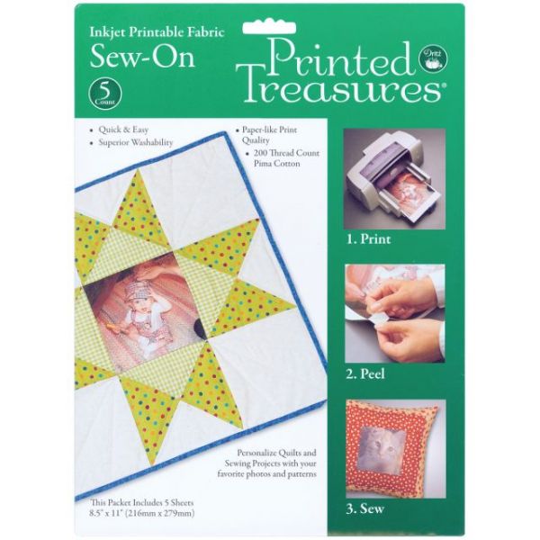 NOTM083421 Printed Treasures Sew-On Ink Jet Fabric Sheets 8.5"X11" 5/Pk
