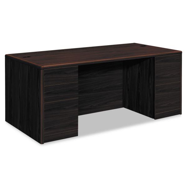 HON10799NN HON 10700 Double Pedestal Desk with Full Pedestals, 72w x 36d x 29 1/2h, Mahogany