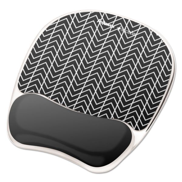 FEL9549901 Fellowes Photo Gel Wrist Rest with Microban, 7 7/8 x 9 1/4 x 7/8, Black/White