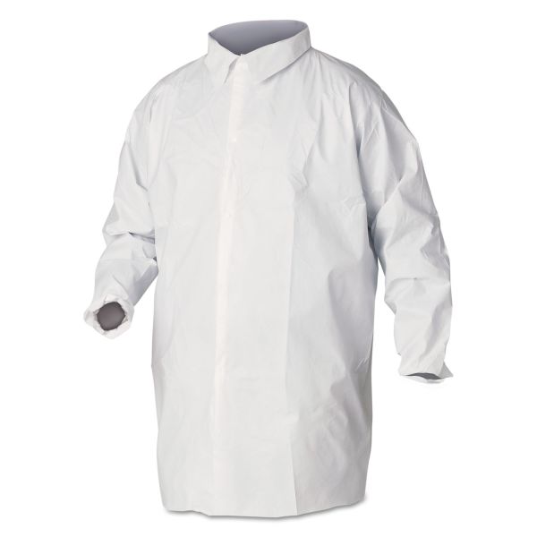 KCC44443 KleenGuard* A40 Liquid and Particle Protection Lab Coats, Large, White, 30/Carton