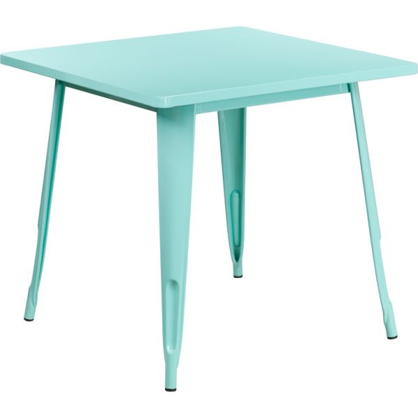 FHFETCT0021MINTGG Flash Furniture 31.5'' Square Mint Green Metal Indoor-Outdoor Table