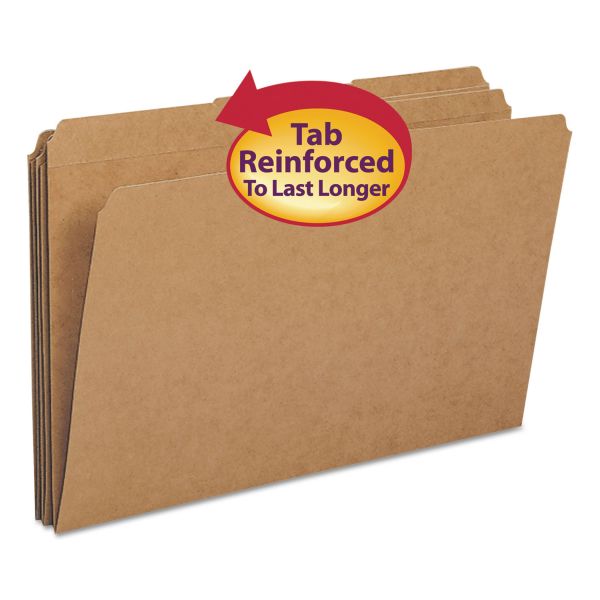 SMD15734 Smead Kraft File Folders, 1/3 Cut, Reinforced Top Tab, Legal, Kraft, 100/Box