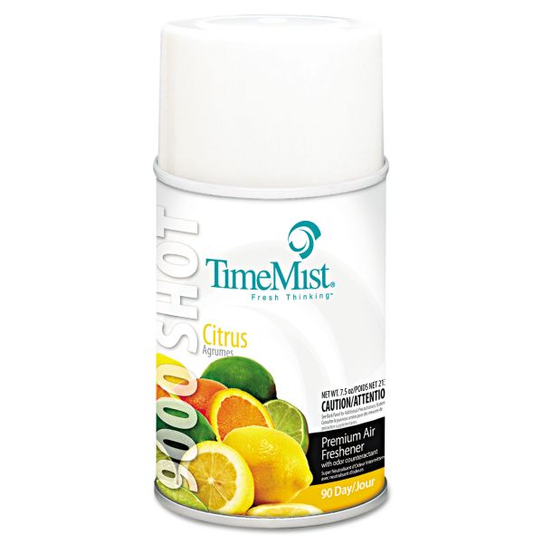 TMS1042649 TimeMist 9000 Shot Metered Air Fresheners, Citrus, 7.5oz Aerosol, 4/Carton