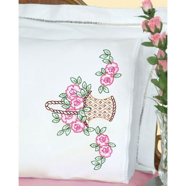 NOTM488341 Jack Dempsey Stamped Pillowcases W/White Lace Edge