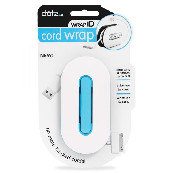 PRBWID34MCBL Dotz WrapID Cord Wrap w/ID Insert, Holds up to 6ft of Cord, Blue
