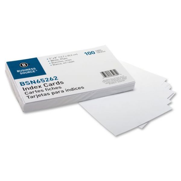 BSN65262 Business Source 5" x 8" Blank Index Cards