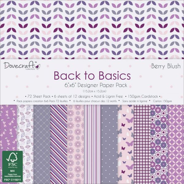 NOTM335365 Dovecraft Back To Basics Paper Pack 6"X6" 72/Pkg