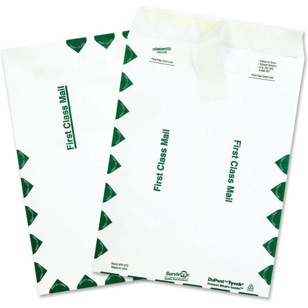QUAR1470 Survivor Tyvek USPS First Class Mailer, 9 x 12, White, 100/Box