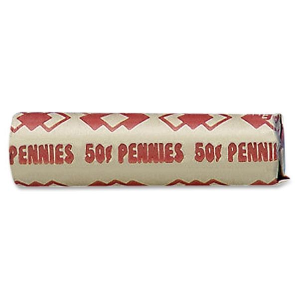 PMC65029 PM Company Preformed Tubular Coin Wrappers, Pennies, $.50, 1000 Wrappers/Carton