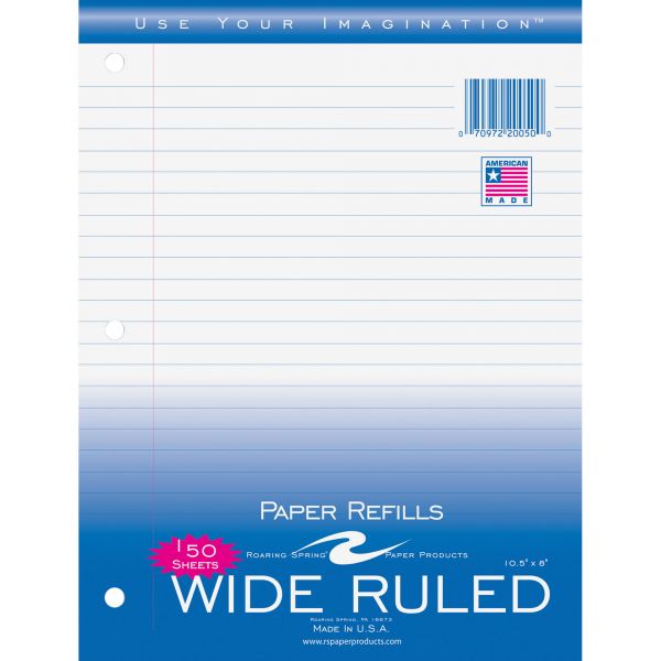ROA20050 Roaring Spring Wide Ruled Loose Leaf Paper