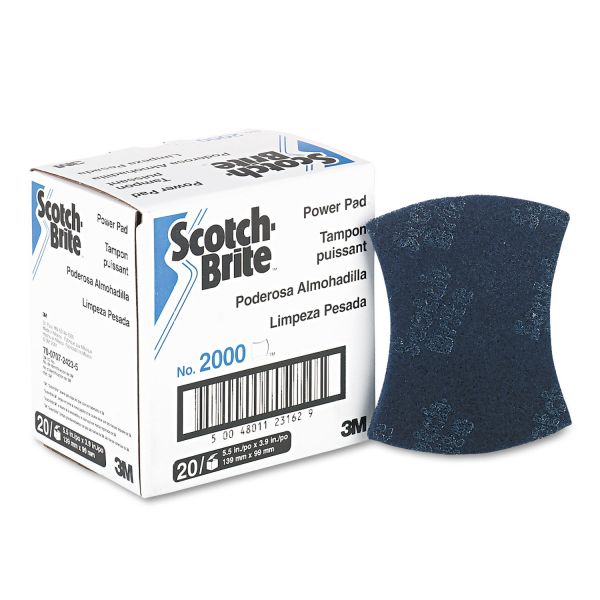 MMM2000CC Scotch-Brite PROFESSIONAL Power Pad, Blue, 3 9/10 x 5 1/2, 20/Carton