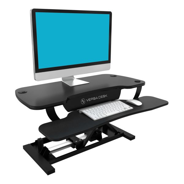 VersaDesk Power Pro SitToStand HeightAdjustable Electric Desk Riser, Black