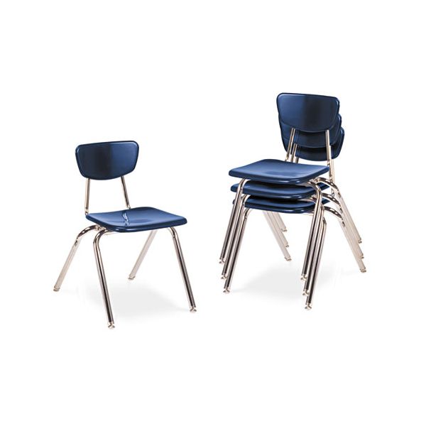 VIR301651 Virco 3000 Series Classroom Chairs, 16" Seat Height, Navy, 4/Carton