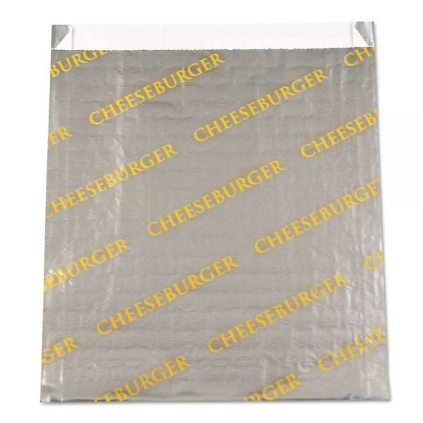 BGC300524 Bagcraft Foil/Paper/Honeycomb Insulated Bag "Cheeseburger", 6x6 1/2, Gray/Yellow, 1000/CT
