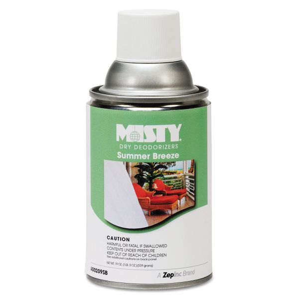 AMR1015013 Misty Metered Dry Deodorizer Refills, Summer Breeze, 7oz, Aerosol, 12/Carton