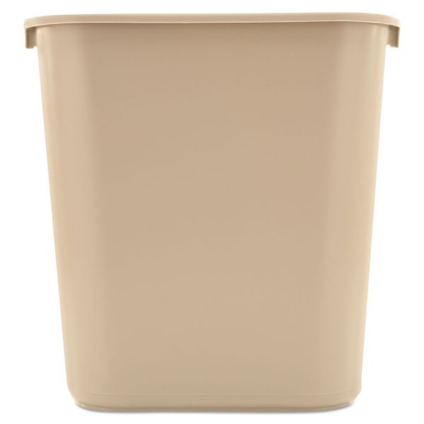 RCP295600BG Rubbermaid Commercial Deskside Plastic Wastebasket, Rectangular, 7 gal, Beige