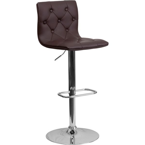 FHFCH112080BRNGG Flash Furniture Contemporary Tufted Barstool
