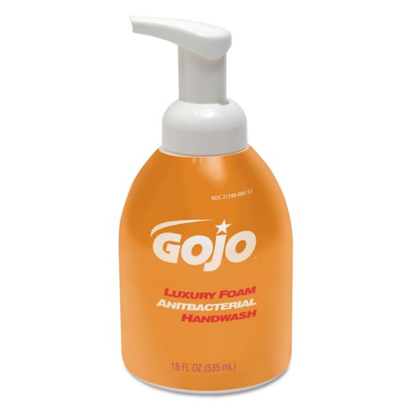 GOJ576204 GOJO Luxury Foam Antibacterial Handwash, Orange Blossom, 18oz Pump, 4/Carton
