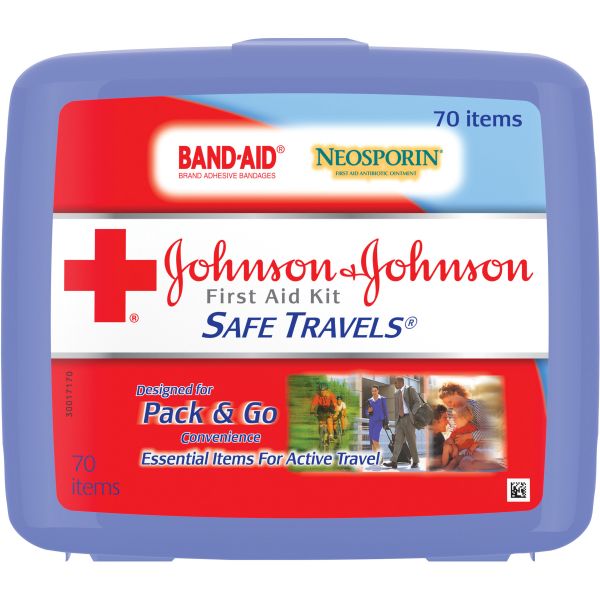 JOJ8274 Johnson & Johnson Red Cross Portable Travel First Aid Kit, 70-Pieces, Plastic Case