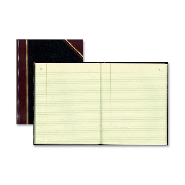RED56211 National Texthide Record Book, Black/Burgundy, 150 Green Pages, 10 3/8 x 8 3/8
