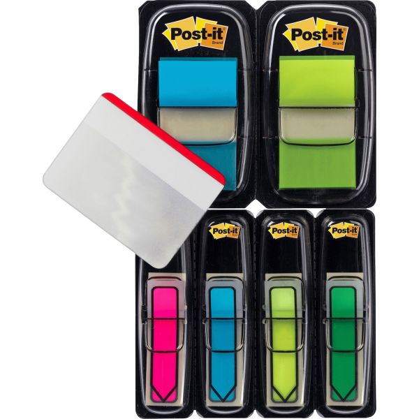 MMM680BBBGA4VA Post-it Flags Page Flag Value Pack, Assorted, 96 1/2" Arrow, 100 1" Flags, 12 2" Filing Tabs