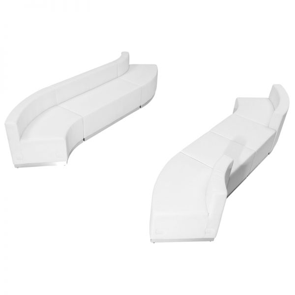 FHFZB803870SETWHGG Flash Furniture HERCULES Alon Series Melrose White Leather Reception Configuration, 7 Pieces