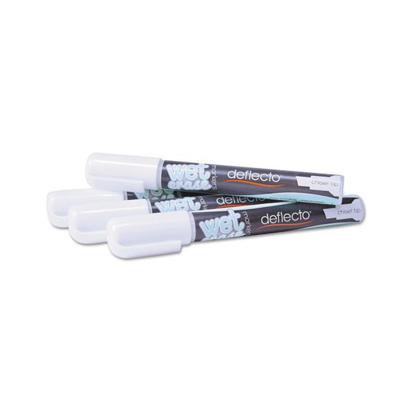 DEFSMA510V4WT deflecto Liquid Chalk Marker, Chisel, White, 4/Pack