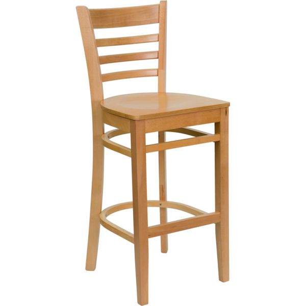 FHFXUDGW0005BARLADNATGG Flash Furniture HERCULES Series Ladder Back Wooden Barstool
