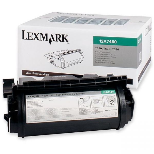 LEX12A7460 Lexmark 12A7460 Toner, 5000 Page-Yield, Black