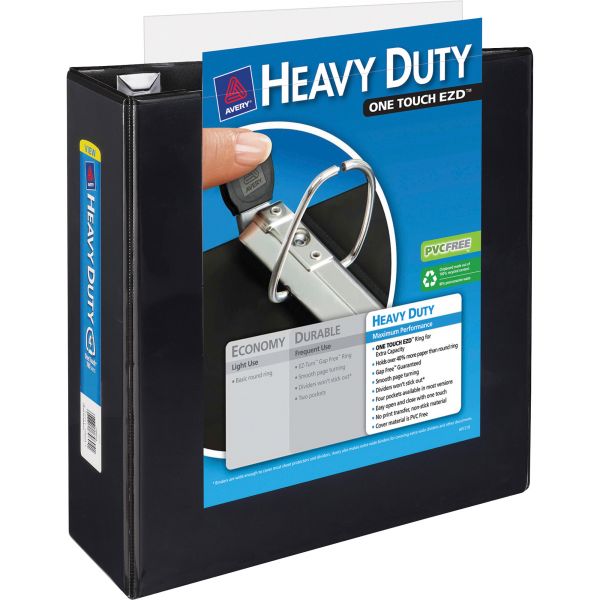 AVE79604 Avery Heavy-Duty 3-Ring View Binder w/Locking 1-Touch EZD Rings, 4" Capacity, Black