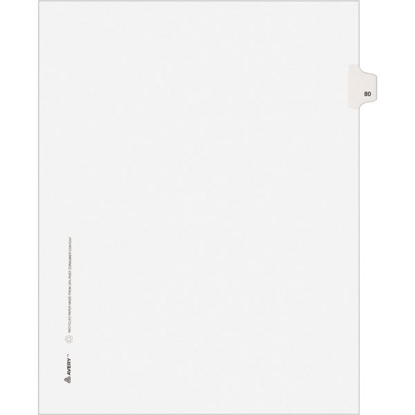 AVE01080 Avery-Style Legal Exhibit Side Tab Divider, Title: 80, Letter, White, 25/Pack