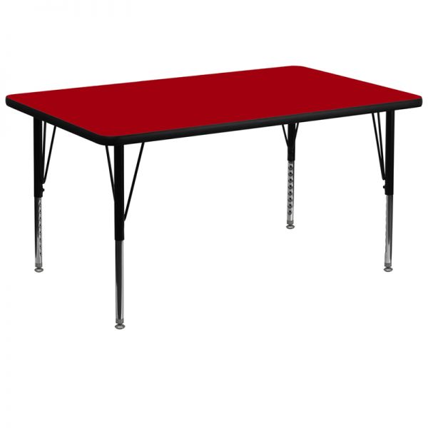 FHFXUA3672RECREDTPGG Flash Furniture Height Adjustable Rectangular Activity Table