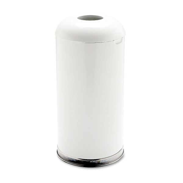 RCPR32EGLW Rubbermaid Commercial Fire-Resistant Open Top Receptacle, Round, Steel, 15gal, White