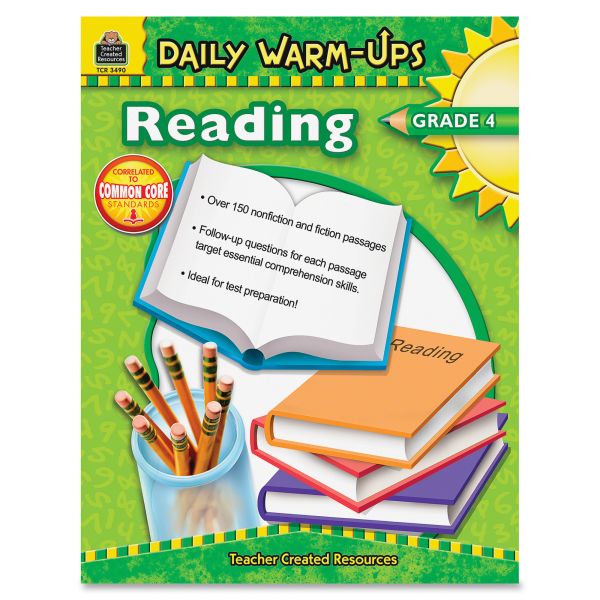 TCR3490 Teacher Created Resources Daily Warm-Ups: Reading, Grade 4, Paperback, 176 pages
