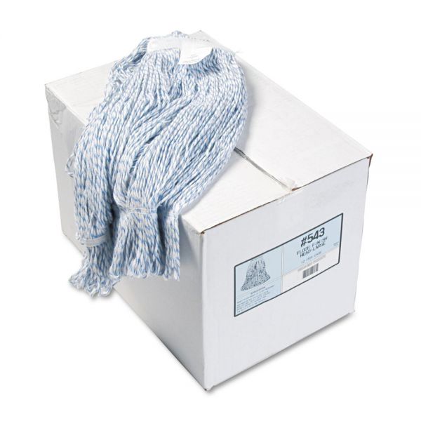 BWK543CT Boardwalk Mop Head, Floor Finish, Narrow, Rayon/Polyester, Large, White/Blue, 12/Carton