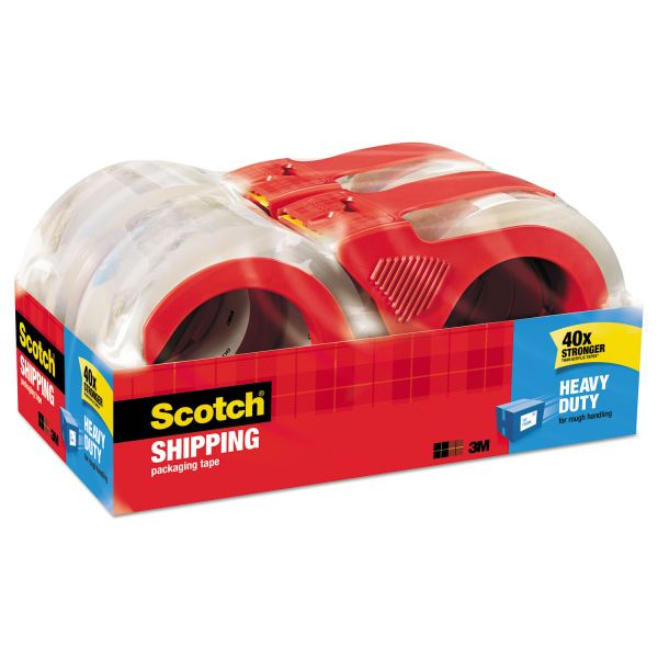 MMM38504RD Scotch 3850 Heavy-Duty Packaging Tape, 1.88" x 54.6yds, 3" Core, Clear, 4/Pack