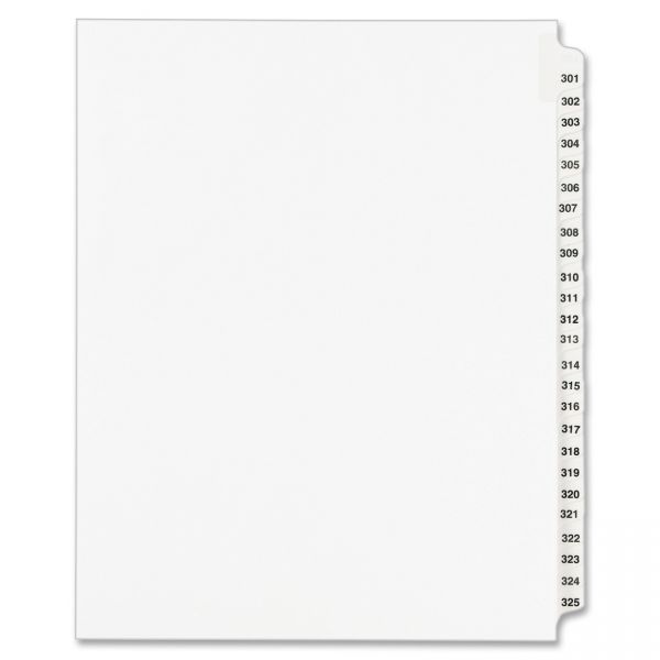 AVE01342 Avery-Style Legal Exhibit Side Tab Divider, Title: 301-325, Letter, White