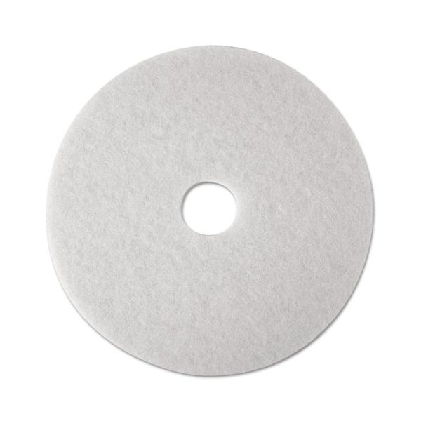 MMM08485 3M Low-Speed Super Polishing Floor Pads 4100, 21" Diameter, White, 5/Carton
