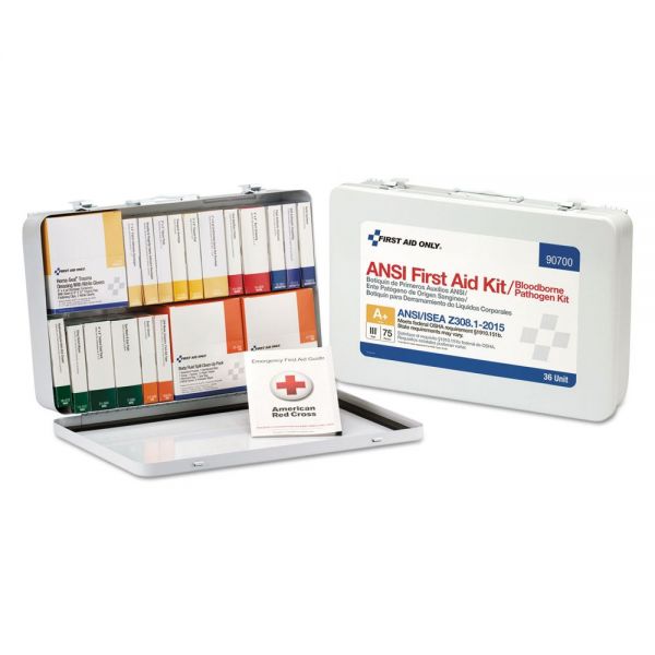 FAO90700 First Aid Only Unitized ANSI Class A Weatherproof First Aid Kit for 75 People, 36 Units