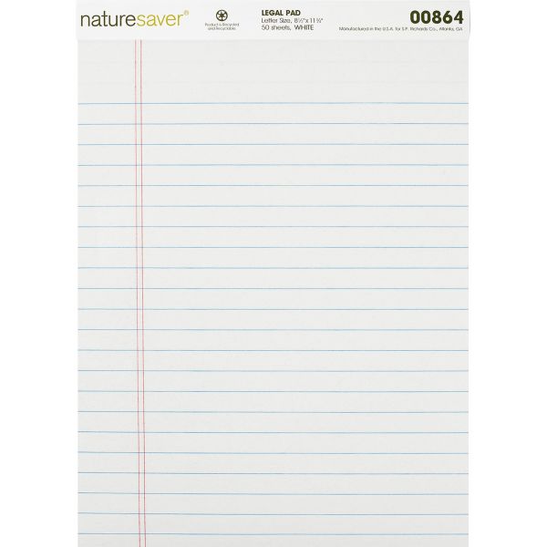 NAT00864 Nature Saver Recycled Letter-Size Legal Pads