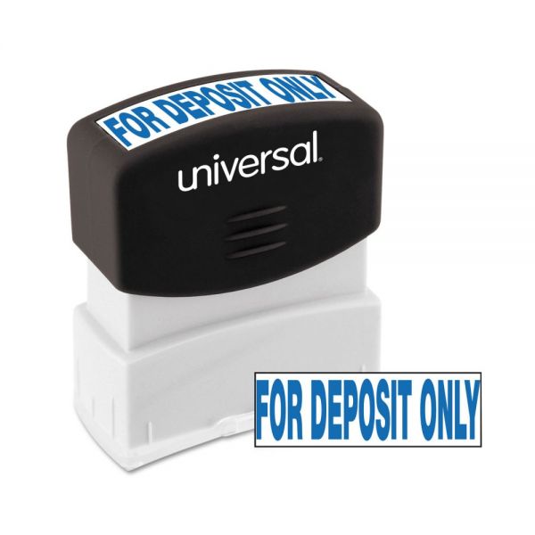 UNV10056 Universal Message Stamp, for DEPOSIT ONLY, Pre-Inked One-Color, Blue