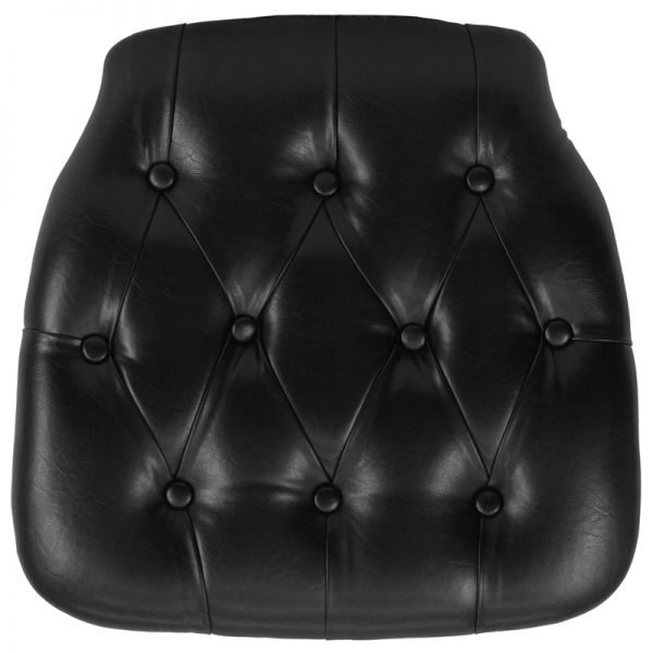 FHFSZTUFTBLACKGG Flash Furniture Hard Black Tufted Vinyl Chiavari Chair Cushion