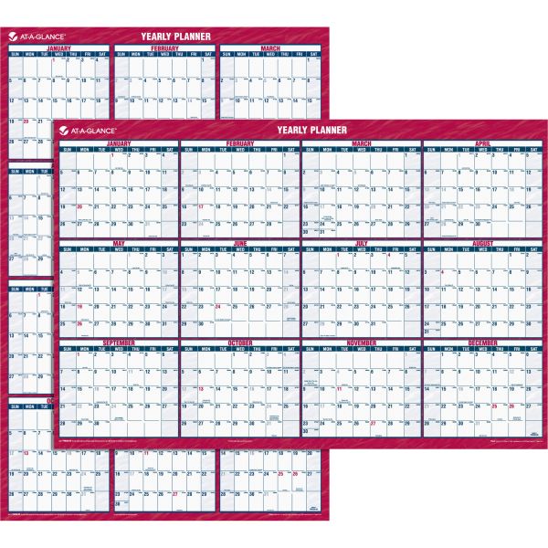 AAGPM32628 AT-A-GLANCE Erasable Vertical/Horizontal Wall Planner, 32 x 48, Blue/Red, 2019