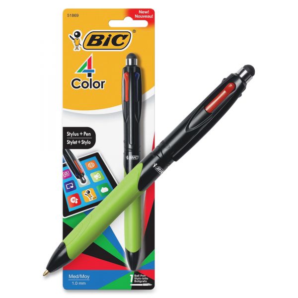 BICMMGSTP11 BIC 4-Color Stylus Ball Pen, Assorted